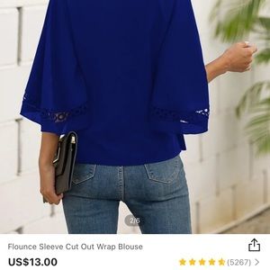 Blue wrap blouse